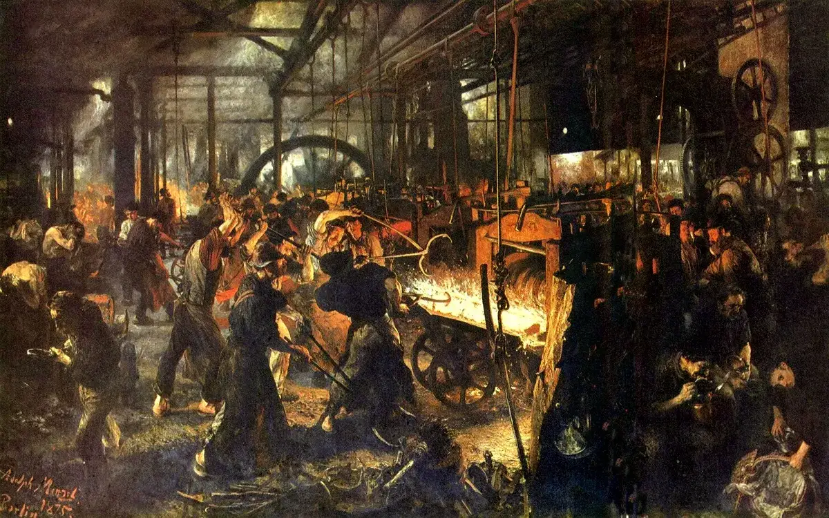 Adolph Menzel Das Eisenwalzwerk Realismus
