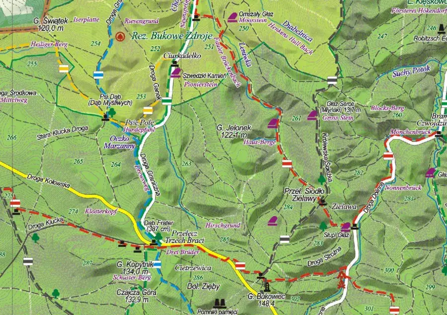 Mapa szlaków Puszcza Bukowa