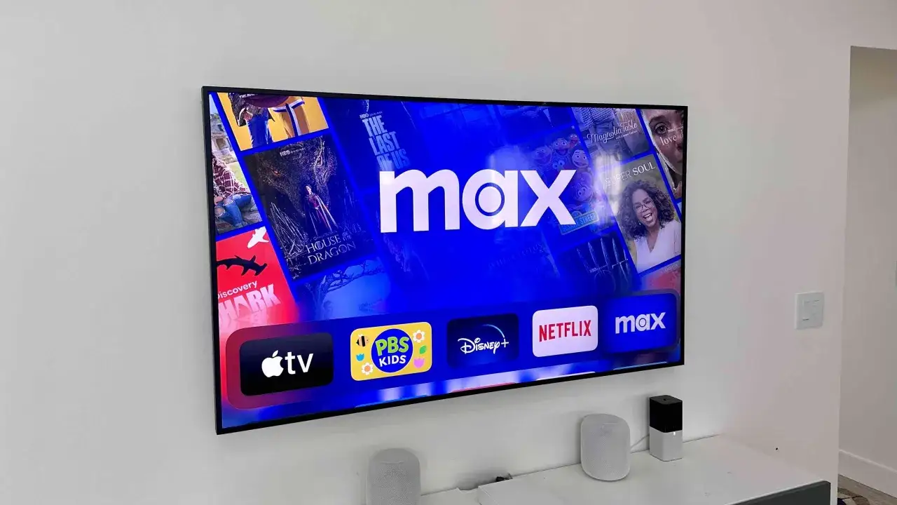 Telewizor z ekranem głównym Max, prezentujący seriale jak 