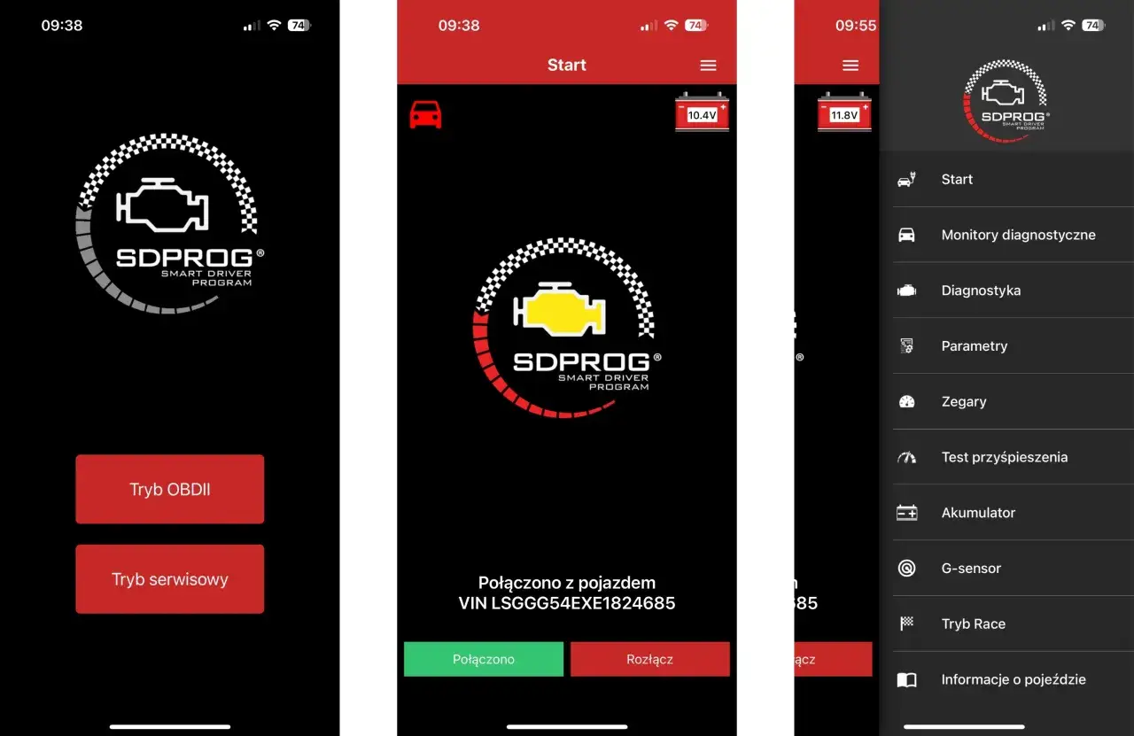 Aplikacja SDPGOG do diagnostyki pojazdów, z opcją 