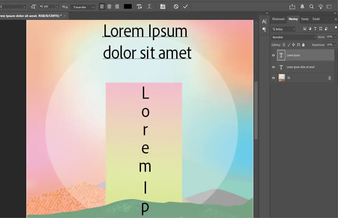 Panele Znak i Akapit Photoshop
