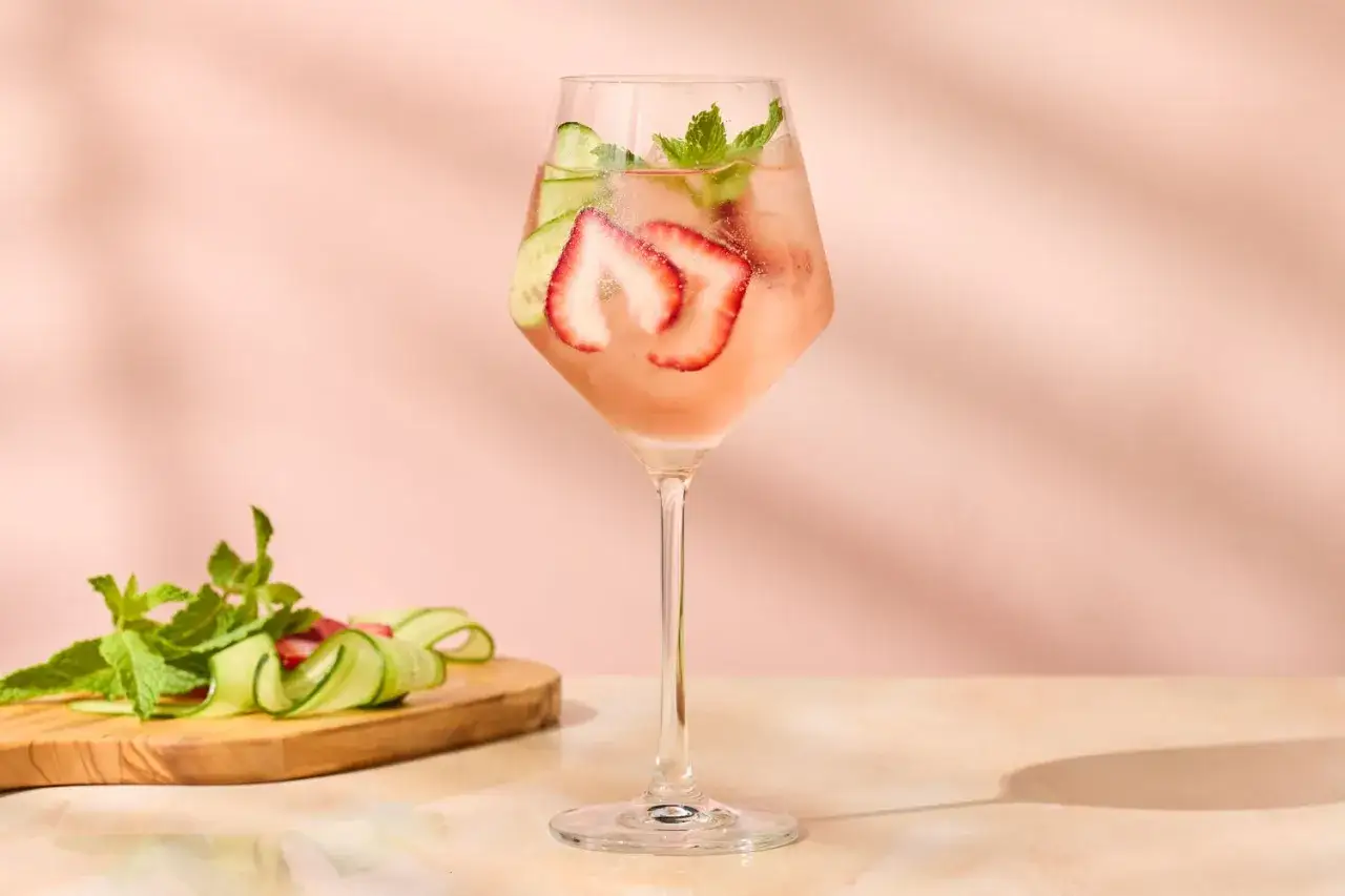 Erfrischender Ros&eacute;wein gemischt mit Erdbeeren, Gurke und Minze. Perfekt f&uuml;r einen sommerlichen Genuss.