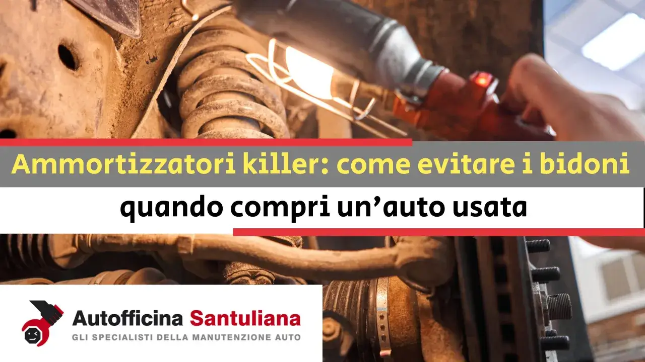 Parti auto arrugginite, con un focus su ammortizzatori scarichi. Guida per evitare brutte sorprese con auto usate.