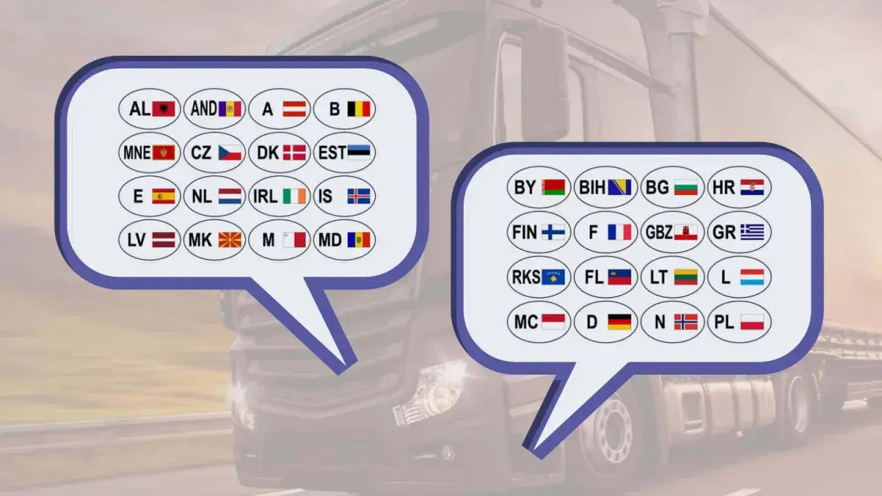 Dwa dymki z flagami krajów europejskich. Brak wpisu kraju rozpoczęcia może skutkować karą.