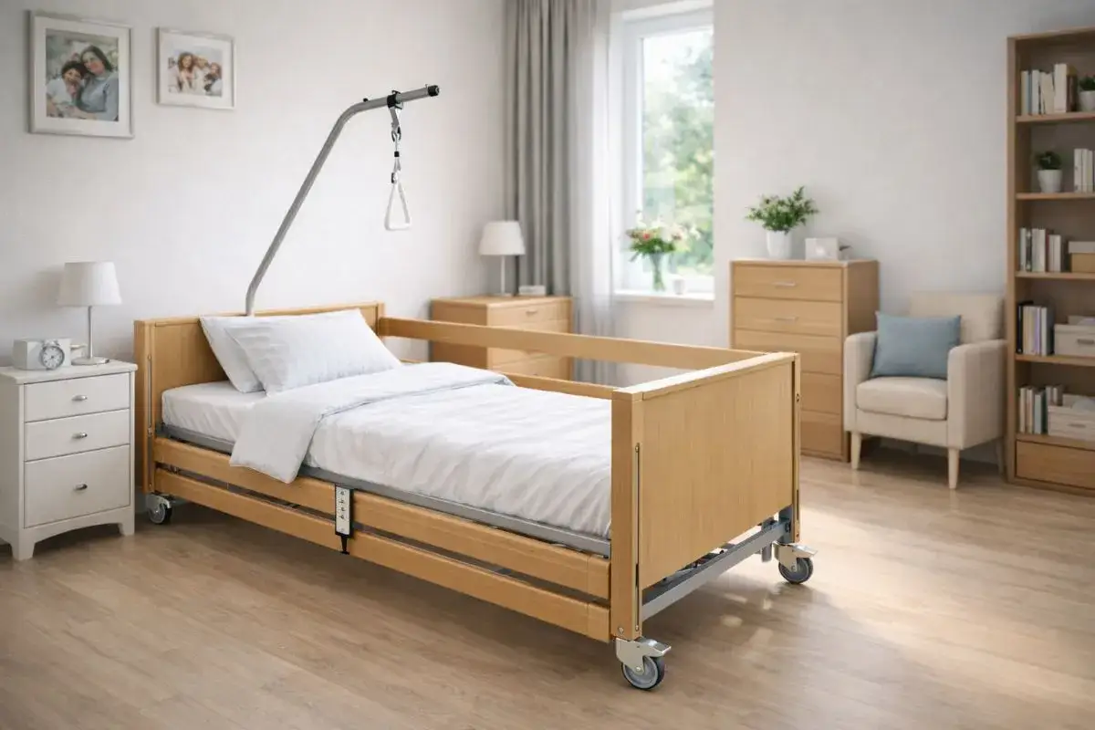 Łóżko rehabilitacyjne z wysięgnikiem, idealne do opieki domowej. Dowiedz się, ile wynosi dofinansowanie do łóżka rehabilitacyjnego, by zapewnić komfort bliskim.