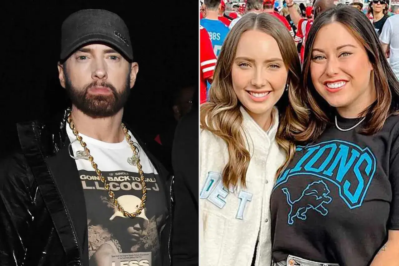 Eminem z córką Hailie i jej przyjaciółką na meczu Detroit Lions.