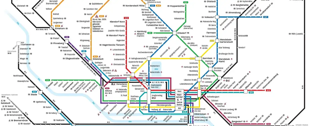 Hamburg Card Kosten: Übersicht über U-Bahn, S-Bahn und Regionalverkehr in Hamburg.