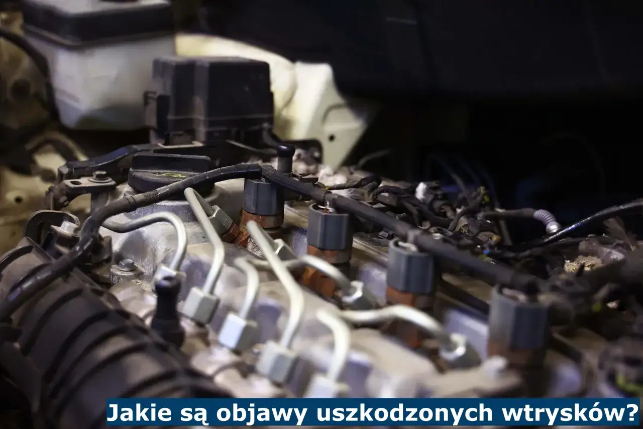 Silnik samochodowy z widocznymi wtryskiwaczami. Jakie są objawy uszkodzonych wtryskiwaczy?