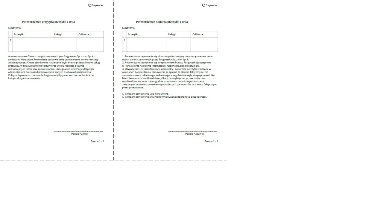 Czy można otworzyć paczkę przy kurierze? Dokumenty Furgonetki potwierdzają nadanie i odbi&oacute;r przesyłki, ale nie zawierają informacji o możliwości jej otwarcia.