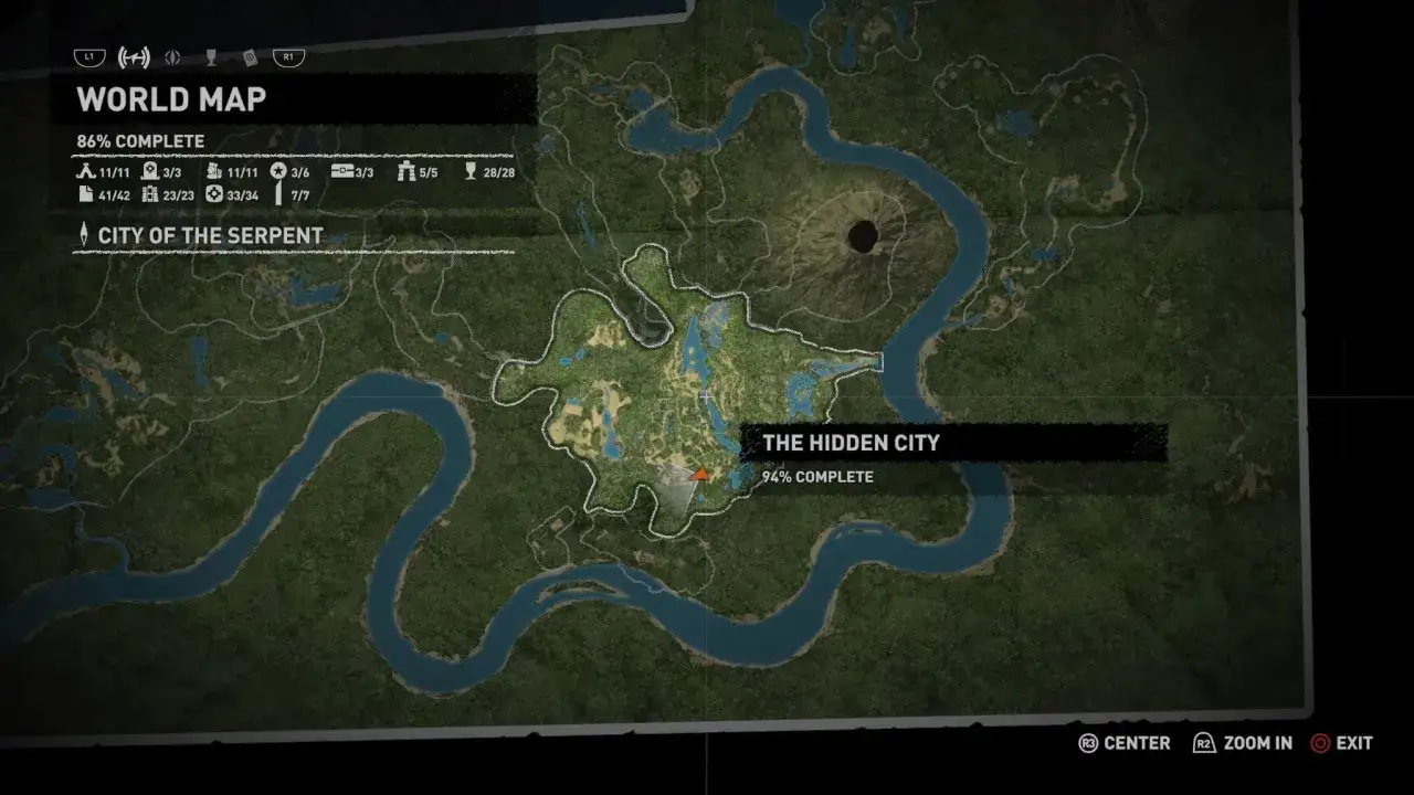 Mapa del mundo de Shadow of the Tomb Raider, mostrando