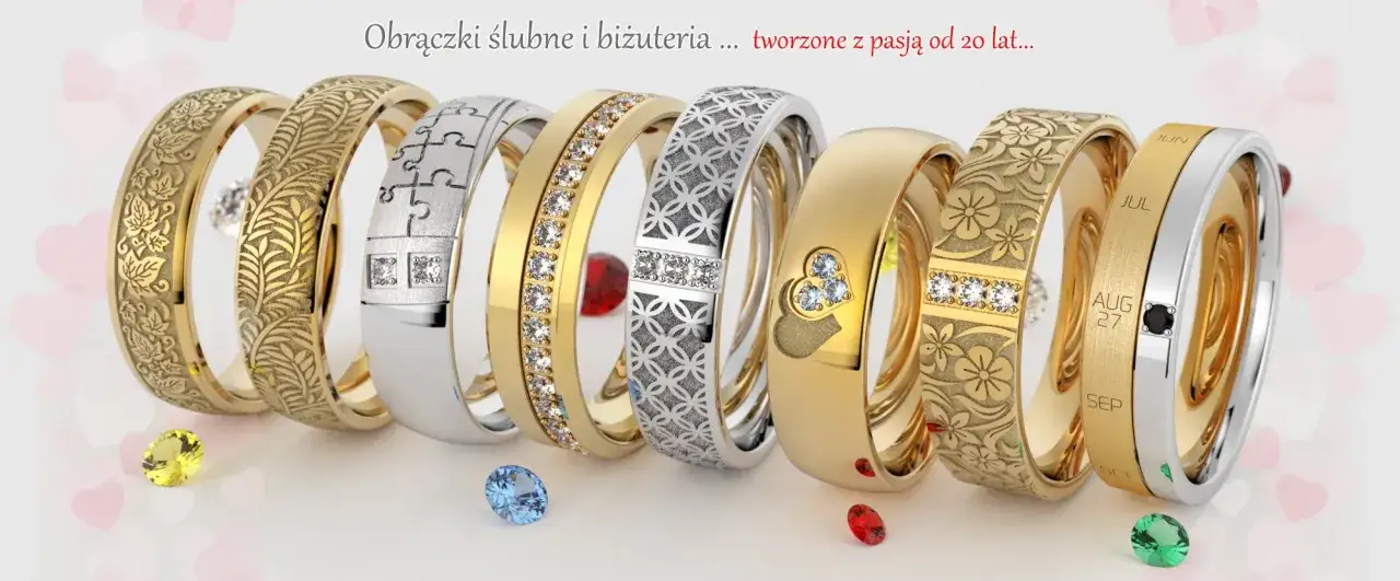 r&oacute;żne style obrączek ślubnych złote platynowe