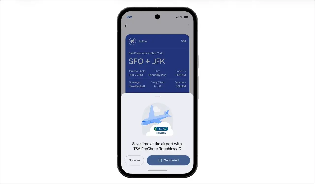 Flugticket-App zeigt Flug von SFO nach JFK. Positive Erfahrungen mit