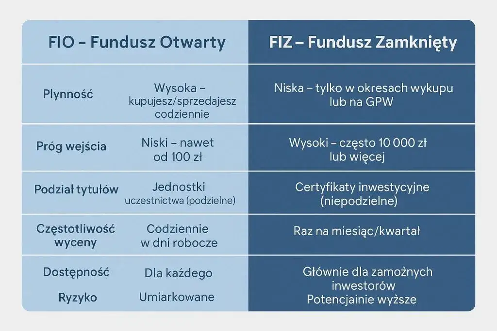 Fundusz inwestycyjny otwarty vs zamknięty porównanie