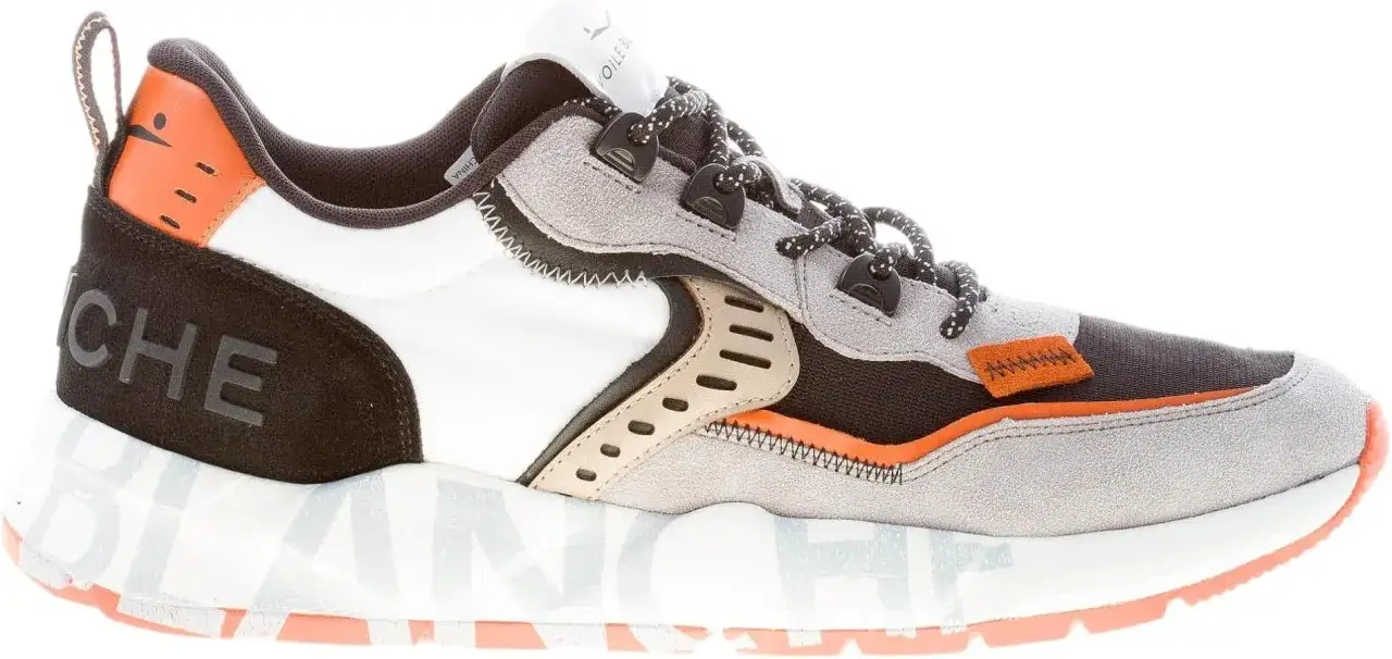 Sneaker uomo Voile Blanche, design moderno con dettagli arancioni e logo in rilievo. Perfetta per un look casual.
