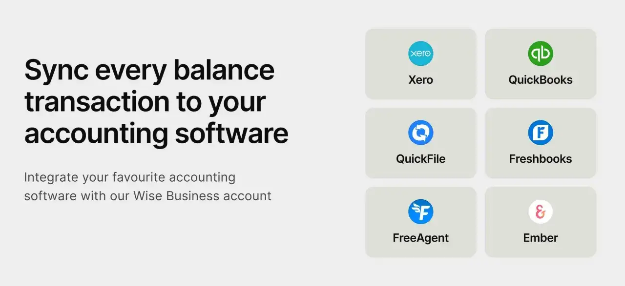 Synchronizuj transakcje z konta Wise z Xero, QuickBooks, Freshbooks i innymi.
