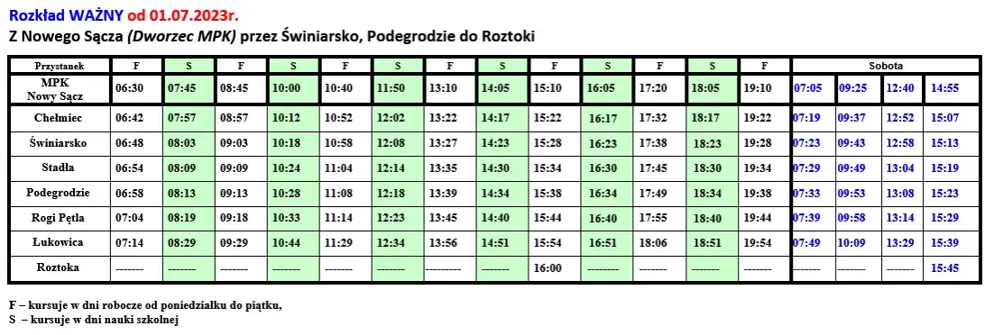 Zdjęcie Rozkład jazdy Vojtex Binczarowa Nowy Sącz - sprawdź godziny kursów