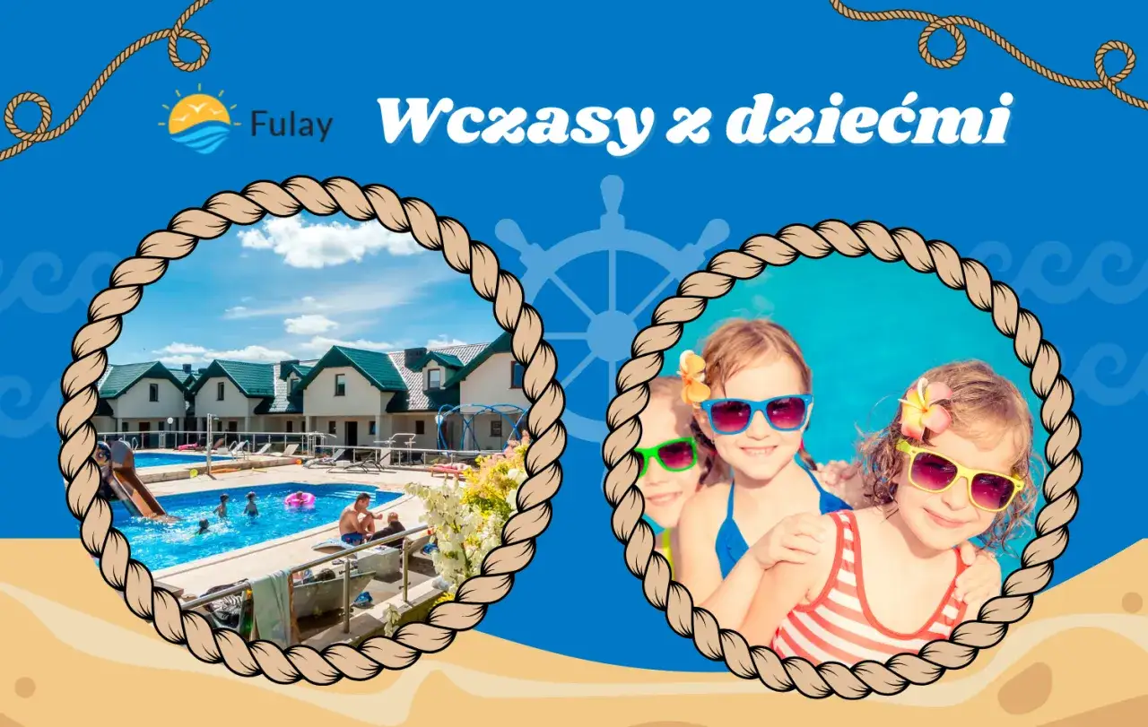Apartamenty Fulay Karwia: wakacje z dziećmi nad basenem i plażą. Uśmiechnięte dziewczynki w okularach przeciwsłonecznych.