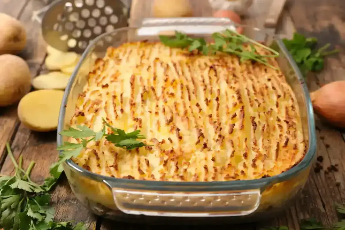 Un d&eacute;licieux parmentier de canard, gratin&eacute; &agrave; la perfection, pr&ecirc;t &agrave; &ecirc;tre d&eacute;gust&eacute;. Des pommes de terre dor&eacute;es et une garniture savoureuse.