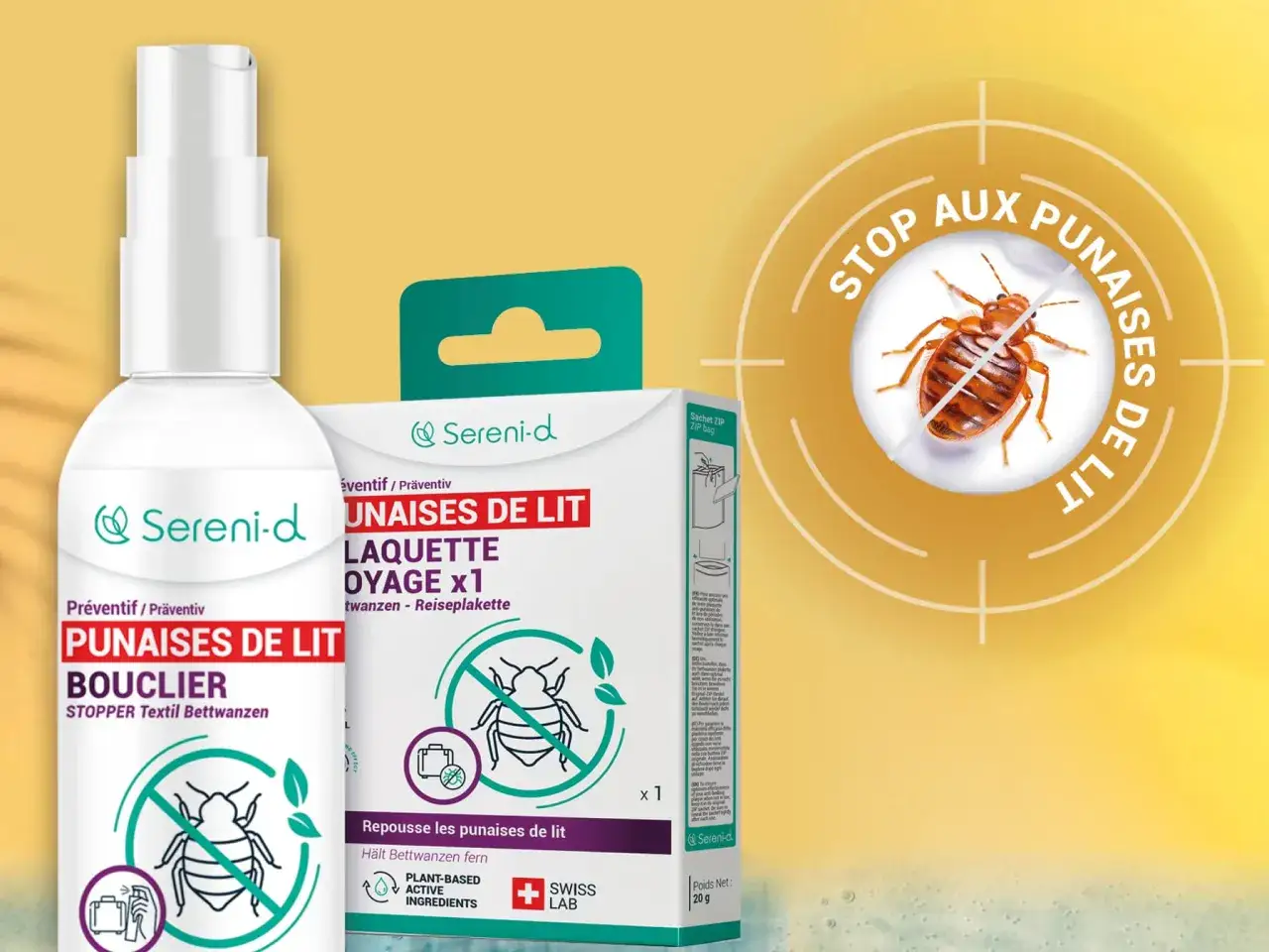 Produits Sereni-d pour éloigner les punaises de lit, idéaux pour le propriétaire ou le locataire. Stop aux punaises de lit !