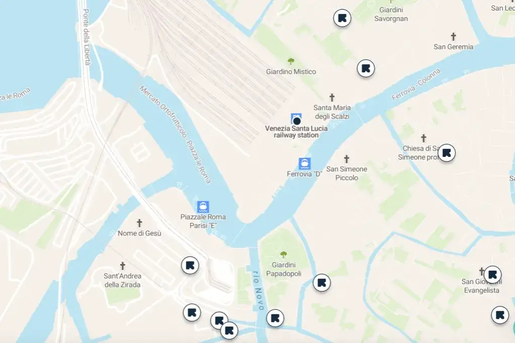 Mappa depositi bagagli Venezia