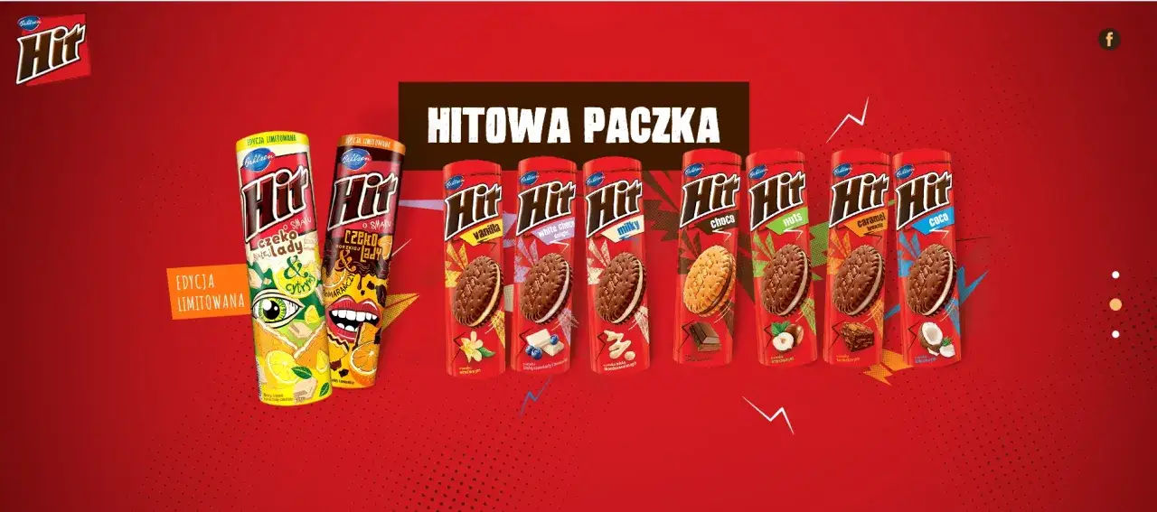 różne opakowania ciastek Hit