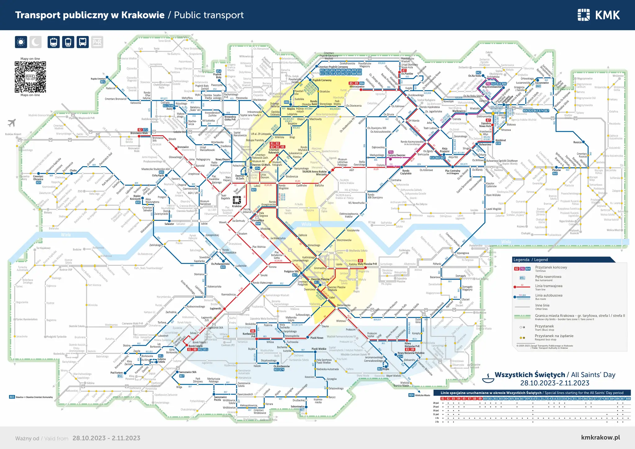 Mapa trasy autobusu 139 Kraków