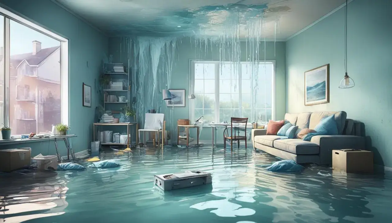 Wohnzimmer steht unter Wasser, Decke tropft. Wie lange ist das **kein Wasser wie lange zumutbar**?