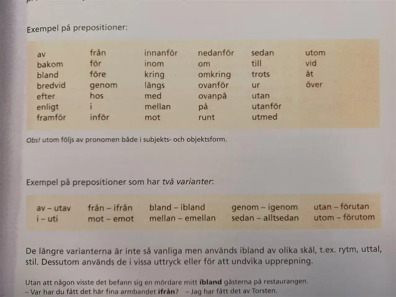 Tabell med svenska prepositioner, som 