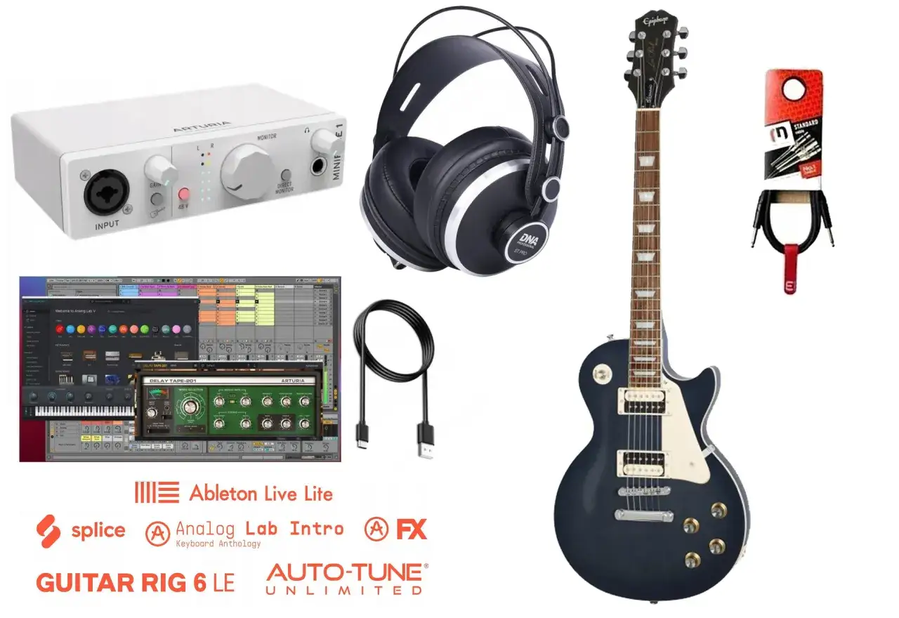 gitara elektryczna podłączona do laptopa