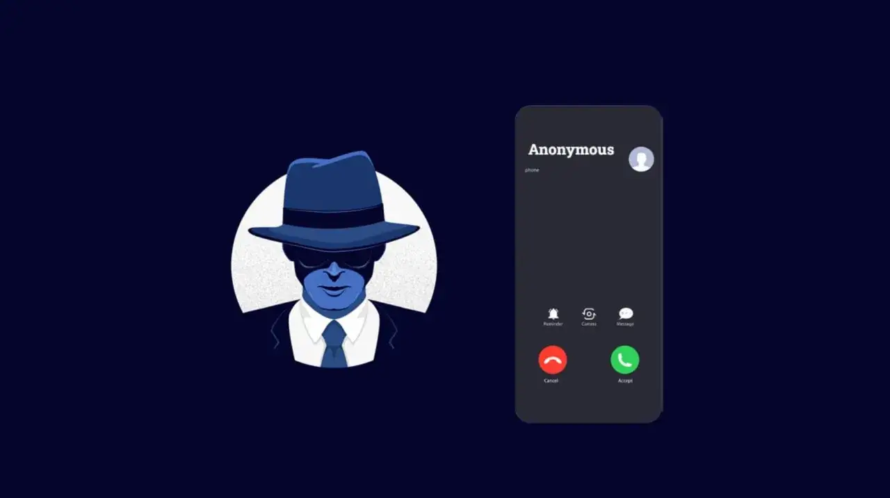 Tajemnicza postać w kapeluszu i okularach odbiera telefon od nieznanego numeru.