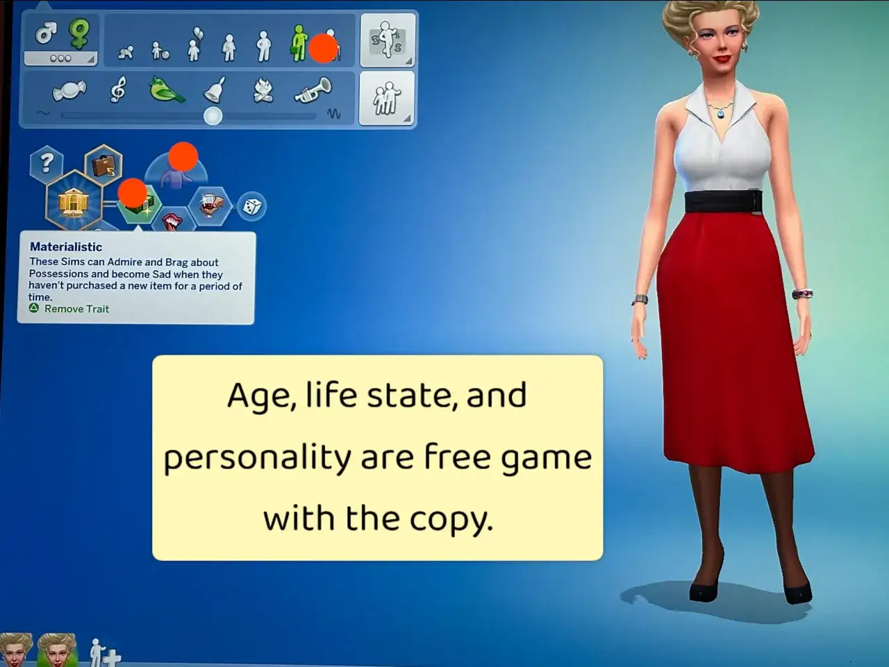 Tworzenie Simki w The Sims 4: wybieranie cech, jak edytować rodzinę, by była bogata i materialistyczna.
