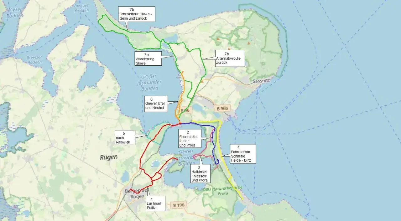 Wander- und Radwegekarte Biosph&auml;renreservat S&uuml;dost-R&uuml;gen