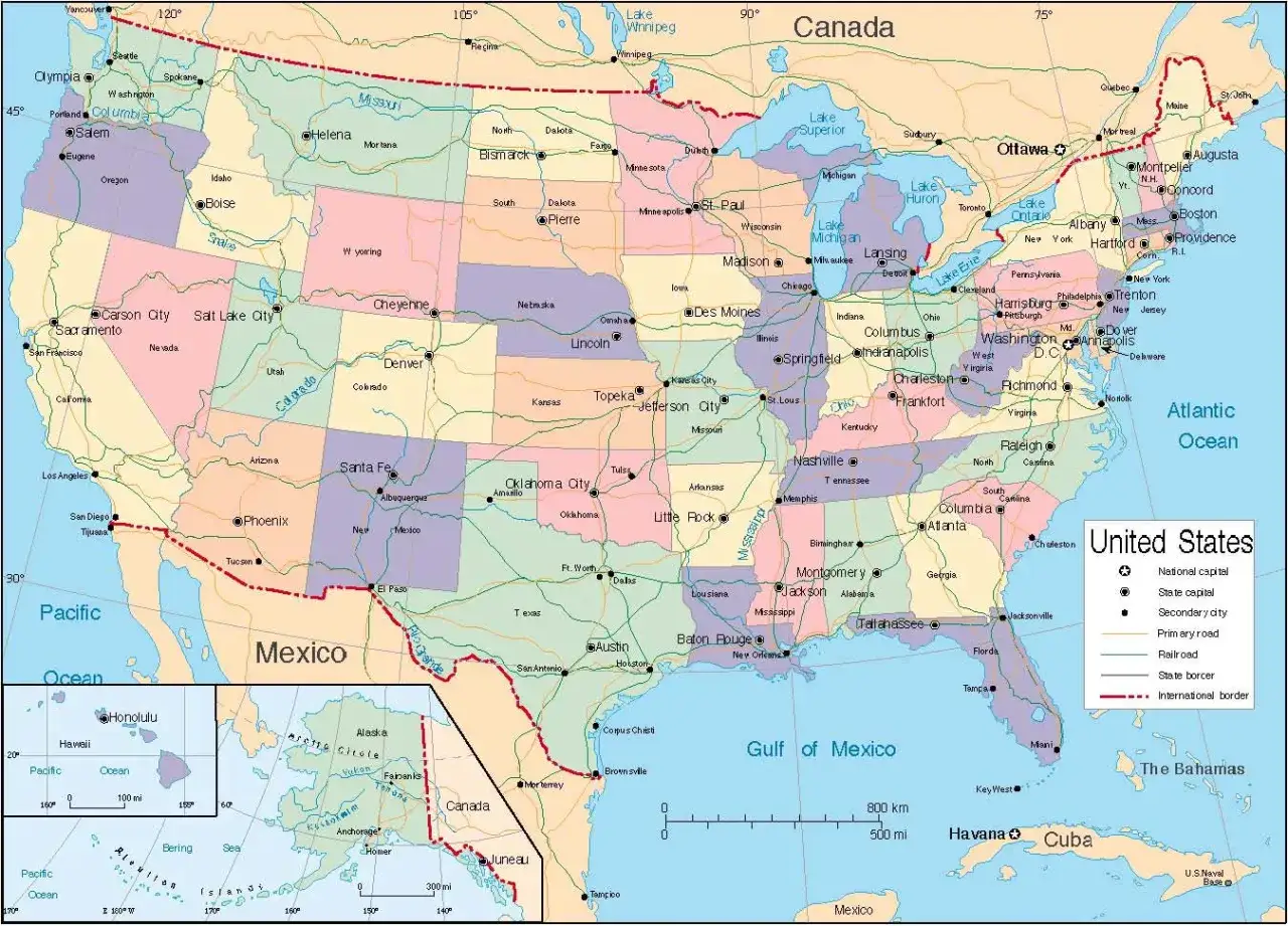 mapa Los Angeles w USA