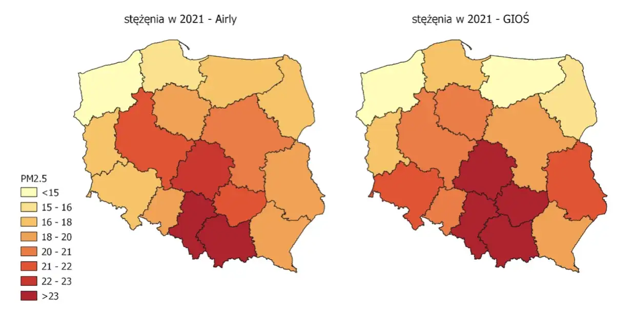 mapa smogu w Polsce