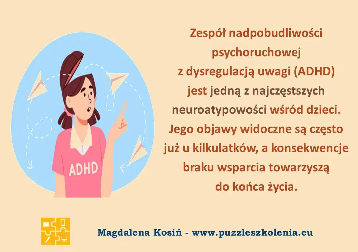 Dziewczynka z otwartą głową, z kt&oacute;rej wylatują papierowe samoloty, symbolizuje nadpobudliwość psychoruchową objawy.