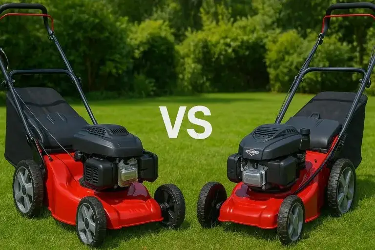 moteur tondeuse Loncin et Briggs & Stratton côte à côte