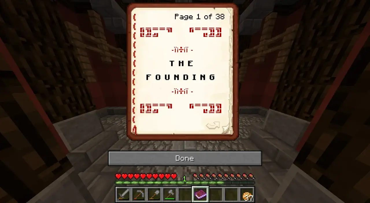 Książka z piórem w Minecraft. Strona 1 z 38, tytuł