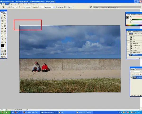 photoshop prostowanie horyzontu narzędzie kadrowanie linijka