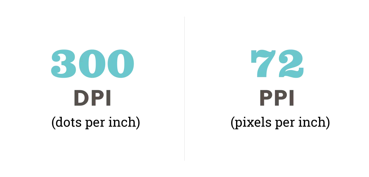 Confronto tra 300 DPI (punti per pollice) per stampa e 72 PPI (pixel per pollice) per schermo.