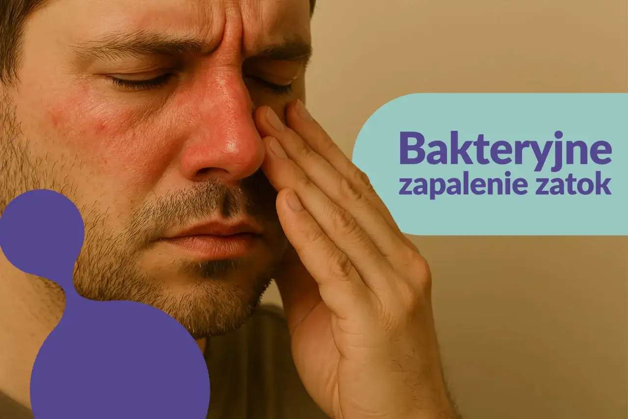 Mężczyzna z zaczerwienionymi zatokami i bólem, zastanawia się, jaki antybiotyk na zatoki będzie najlepszy.