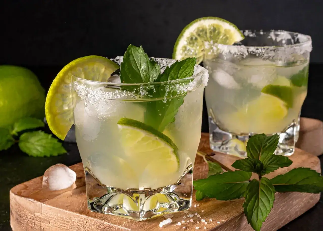 kostki lodu i świeże limonki do drinków