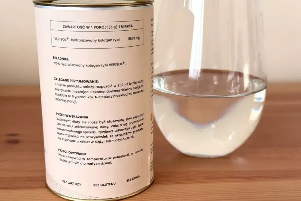 etykieta suplementu kolagenowego czysty skład certyfikaty