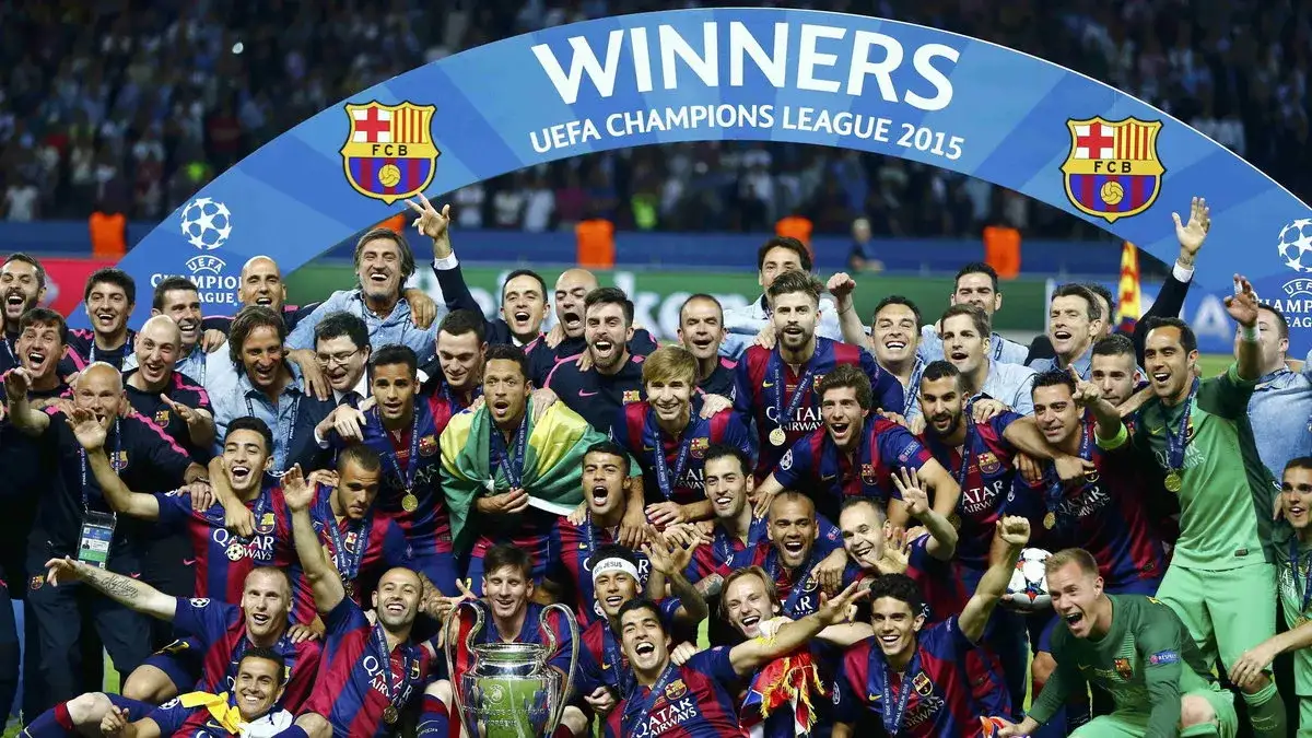 FC Barcelona celebruje zwycięstwo w Lidze Mistrz&oacute;w