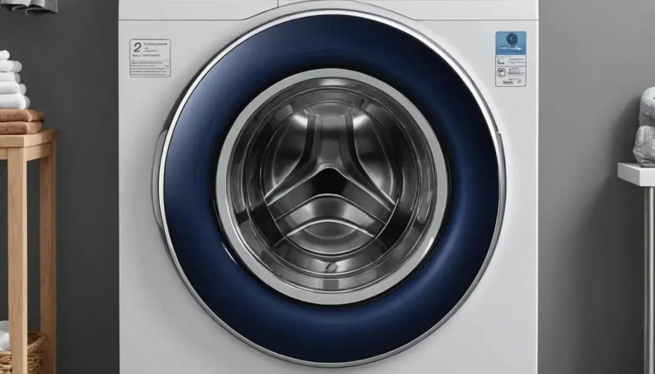 Nowa pralka Samsung z błędem DC. Stylowy design z niebieską ramką wok&oacute;ł bębna.