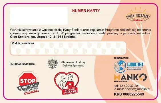 Og&oacute;lnopolska Karta Seniora wz&oacute;r