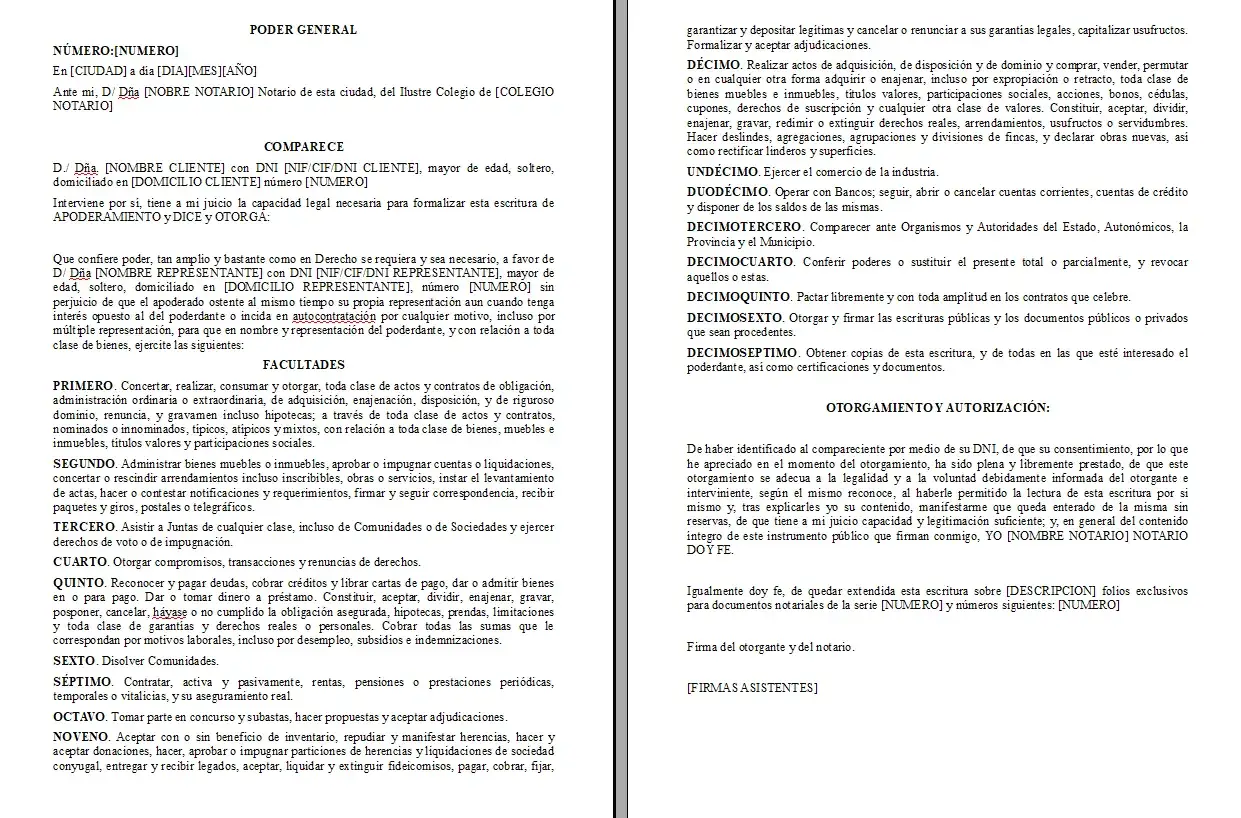 Firma p.p. ejemplo: El documento legal muestra la firma del notario y el otorgante, con espacio para asistentes.