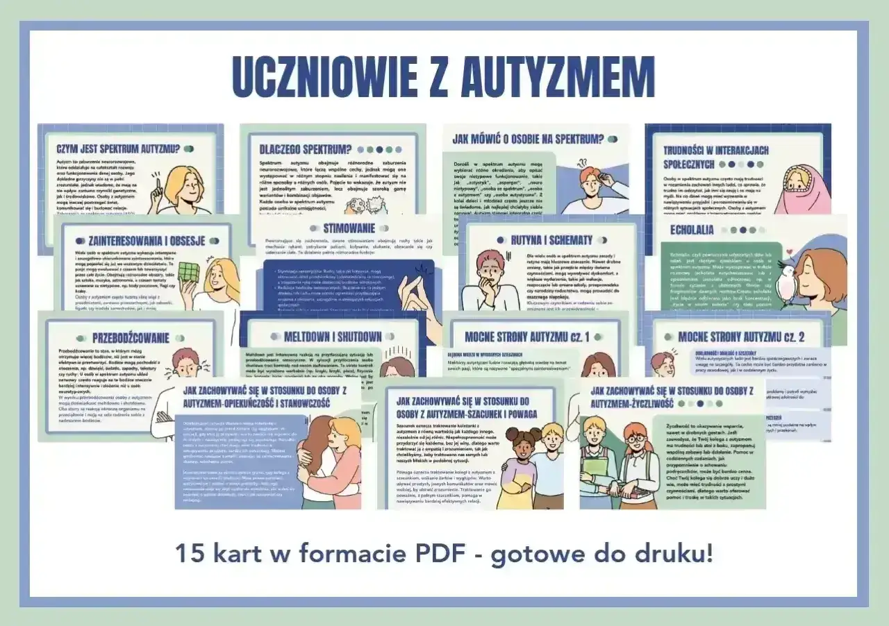 Echolalia, czyli powtarzanie usłyszanych słów, to jedno z zagadnień poruszanych w materiałach