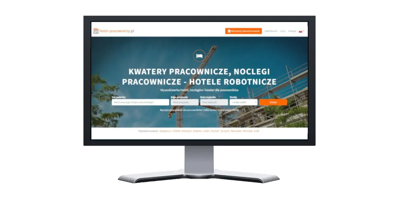 Ekran komputera z porównywarką cen noclegów