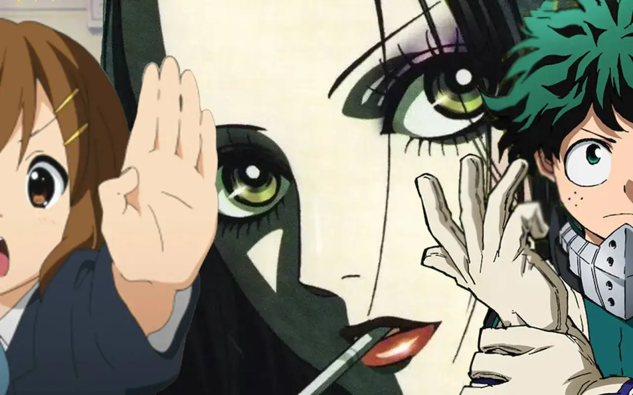 Drei Anime-Charaktere: ein Mädchen mit braunen Haaren, eine Frau mit dramatischem Make-up und ein Junge mit grünen Haaren. Das ist, was Anime ist!