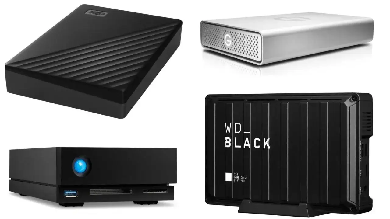 Vier externe Festplatten, ideal f&uuml;r Mac OS Backup.
